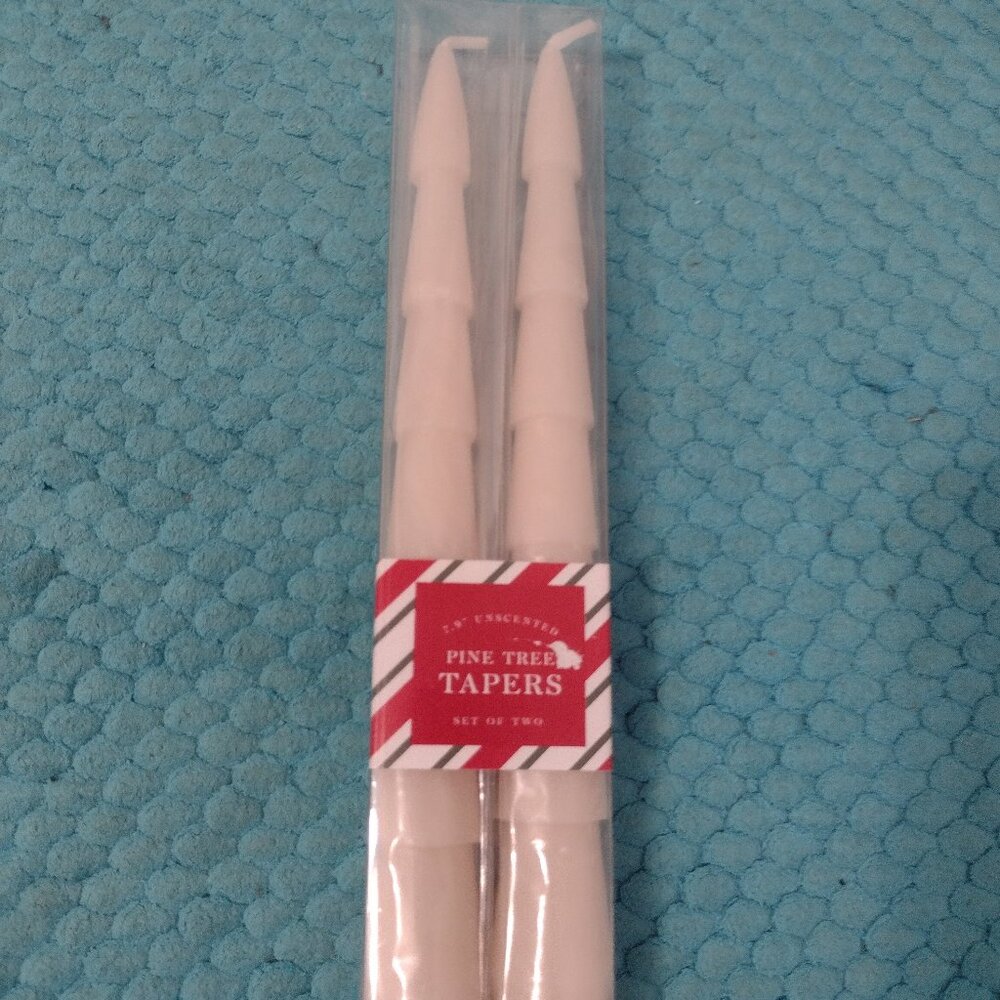 NEW set of 2 pine tree scented taper candles